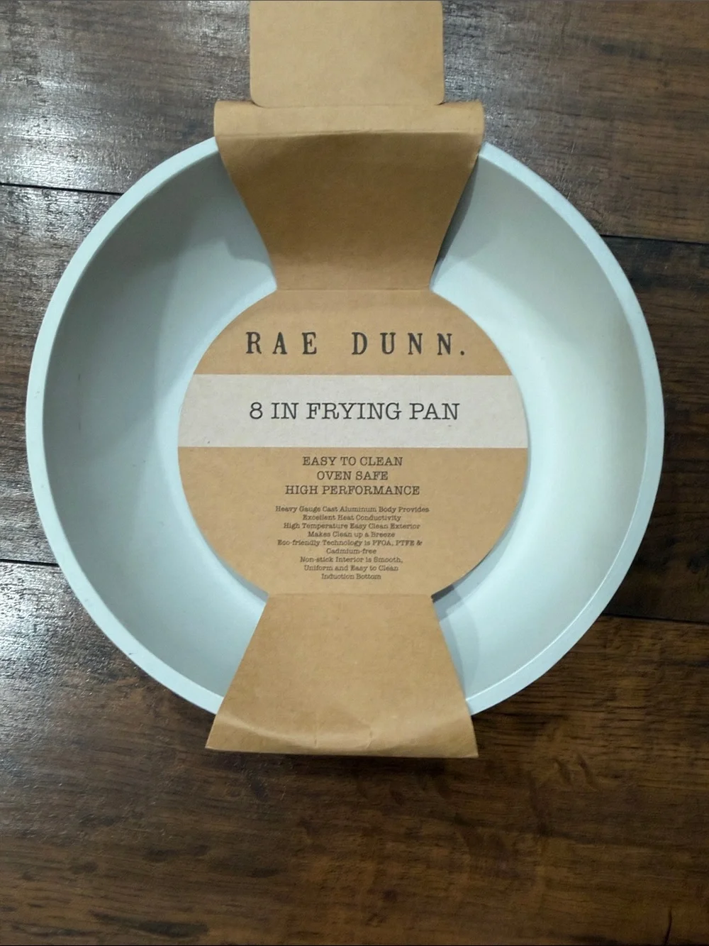 Rae Dunn White Ceramic Frying Pan with Wood Handle